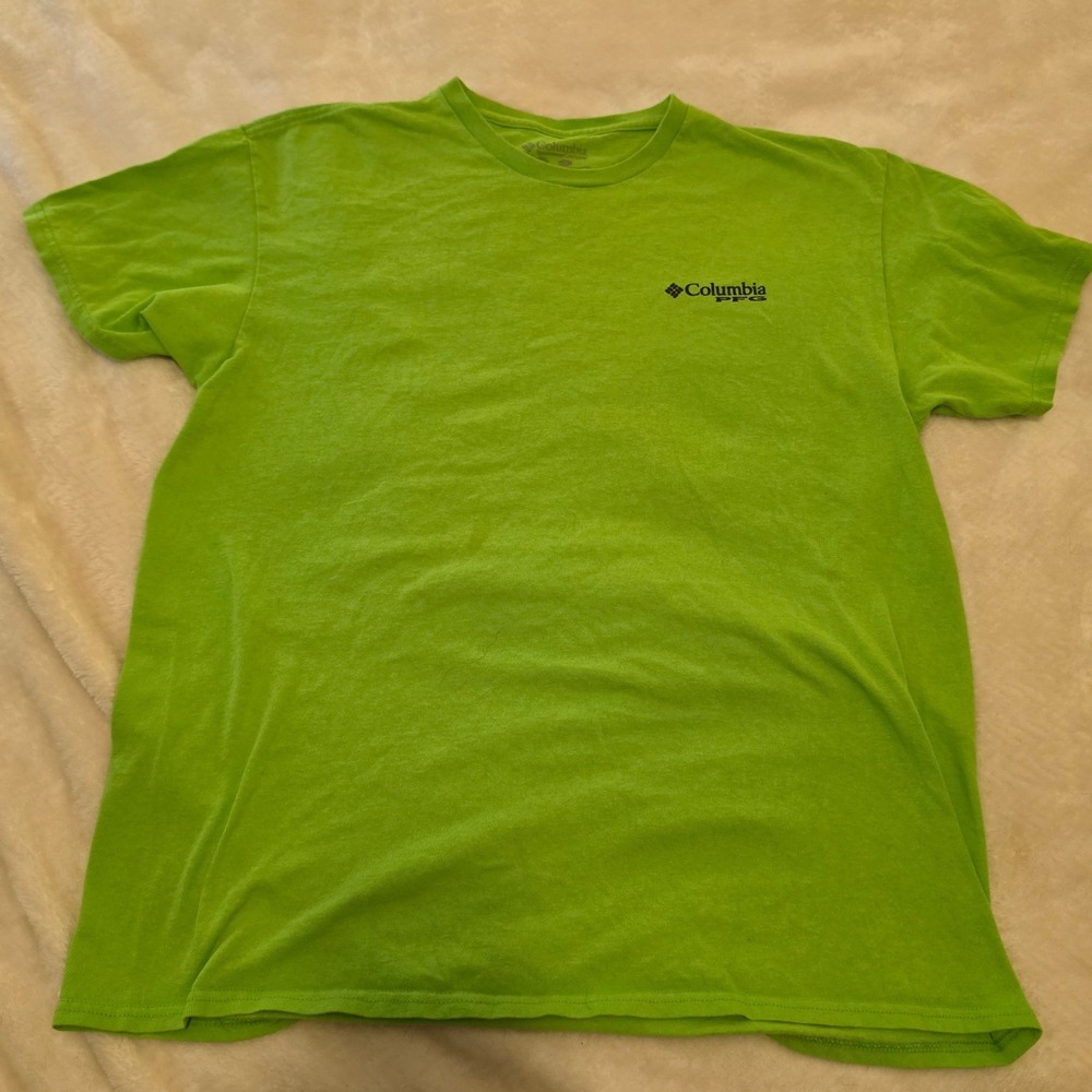 Columbia PFG T-Shirt Mens Large Green Excellent Performance Fishing Gear Graphic